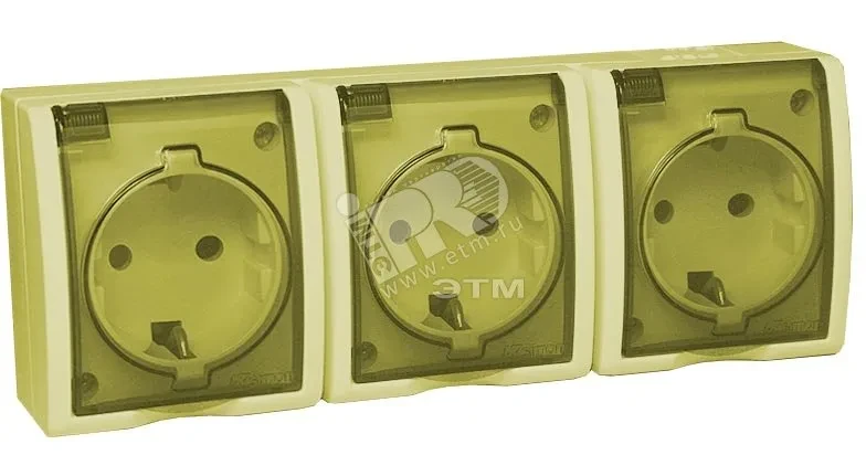 15 Aqua Розетка тройная 2Р+Е Schuko со шторками с крышкой полупр. IP54 16А 250В винт.зажим S15A с.кость 15 Aqua Розетка тройная 2Р+Е Schuko со шторками с крышкой полупр. IP54 16А 250В винт.зажим S15A с.кость