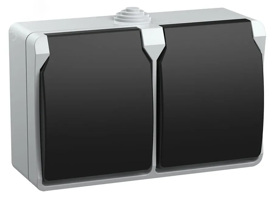 ФОРС Розетка двойная наружная с заземлением с крышкой IP54 ФОРС Розетка двойная наружная с заземлением с крышкой IP54