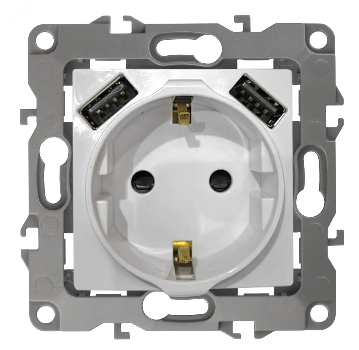 Розетка 2P+E 16A-250В, штор. с 2xUSB 5В-3А, Эра12, графит (10/100/2000) 12-4109-12 Розетка 2P+E 16A-250В, штор. с 2xUSB 5В-3А, Эра12, графит (10/100/2000) 12-4109-12