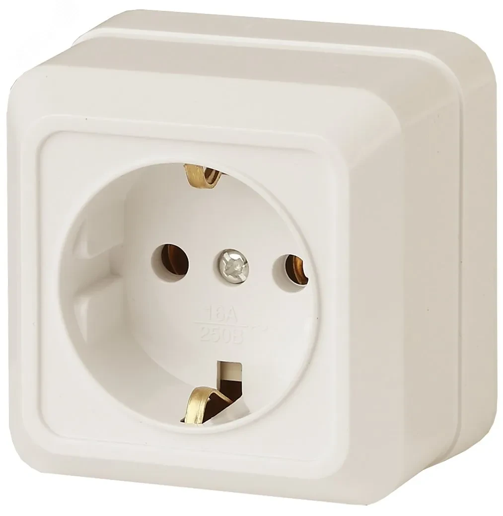 Розетка Intro Quadro 2-202-02 с заземлением 2P+E Schuko, 16А-250В, IP20, ОУ, слоновая кость Розетка Intro Quadro 2-202-02 с заземлением 2P+E Schuko, 16А-250В, IP20, ОУ, слоновая кость
