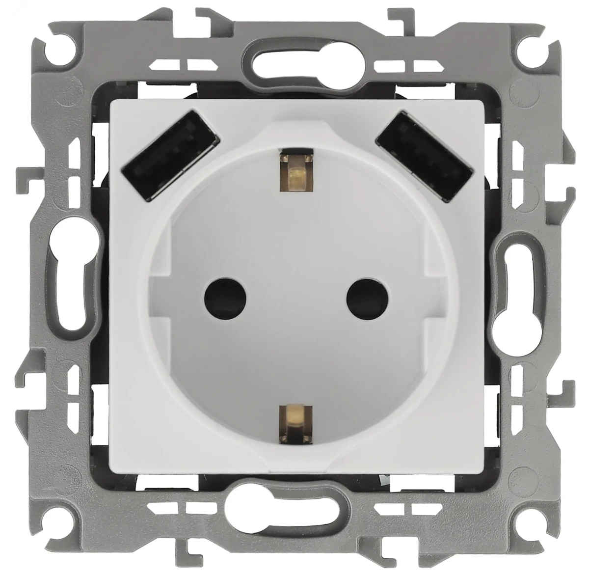 Розетка 2P+E 16A-250В, штор. с 2xUSB 5В-3А, Эра12, белый (10/100/2000) 12-4109-01 Розетка 2P+E 16A-250В, штор. с 2xUSB 5В-3А, Эра12, белый (10/100/2000) 12-4109-01