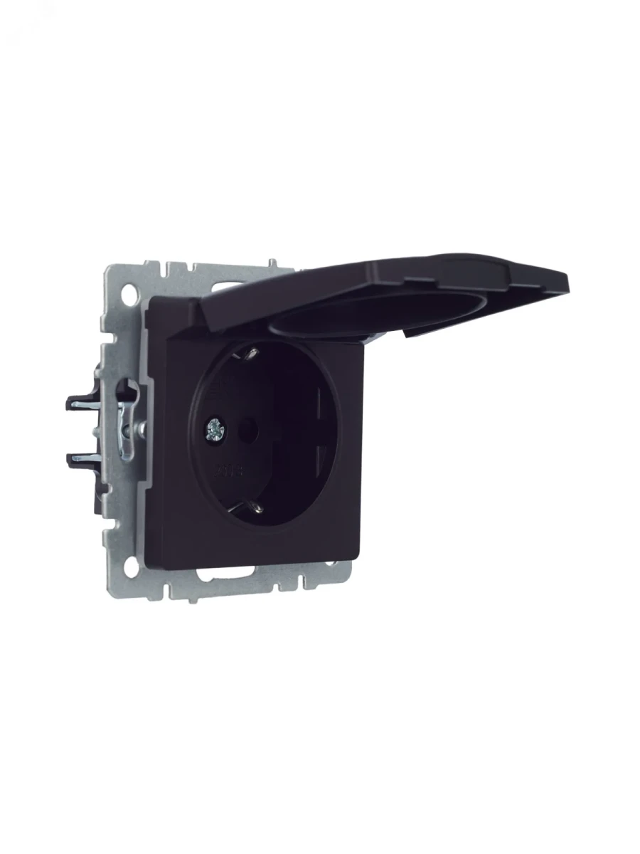 BRITE Розетка с заземлением с защитными шторками и крышкой 16А IP44 РСбш10-3-44-БрЧ черный BRITE Розетка с заземлением с защитными шторками и крышкой 16А IP44 РСбш10-3-44-БрЧ черный
