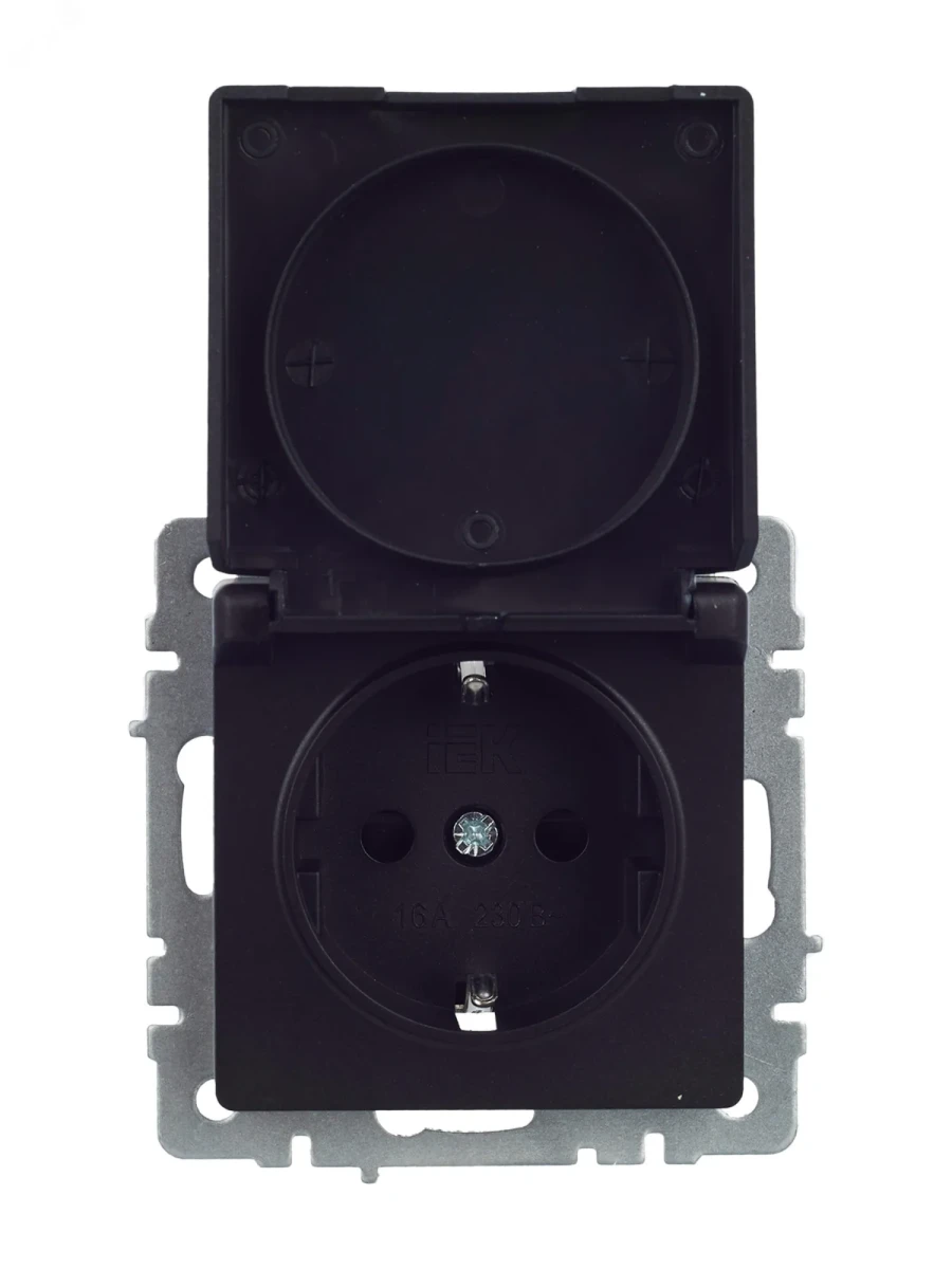 BRITE Розетка с заземлением с защитными шторками и крышкой 16А IP44 РСбш10-3-44-БрЧ черный BRITE Розетка с заземлением с защитными шторками и крышкой 16А IP44 РСбш10-3-44-БрЧ черный