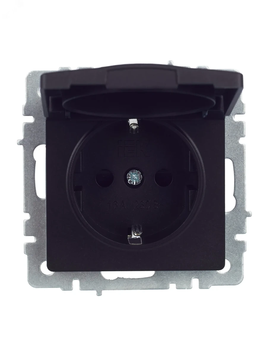 BRITE Розетка с заземлением с защитными шторками и крышкой 16А IP44 РСбш10-3-44-БрЧ черный BRITE Розетка с заземлением с защитными шторками и крышкой 16А IP44 РСбш10-3-44-БрЧ черный