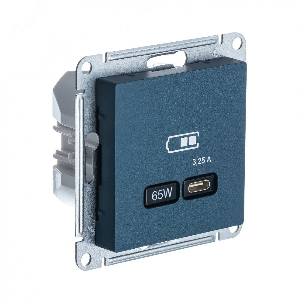 ATLASDESIGN USB розетка тип-С 65Вт высокоскор.заряд. QC, PD, механизм, изумруд ATLASDESIGN USB розетка тип-С 65Вт высокоскор.заряд. QC, PD, механизм, изумруд