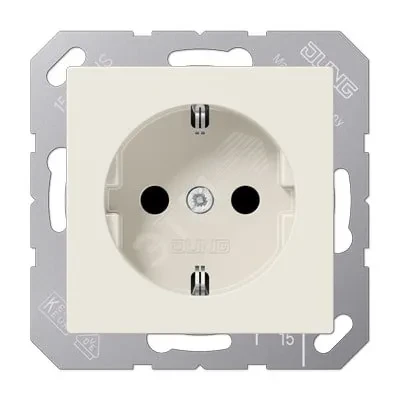 Штепсельная розетка SCHUKO одинарная, с заземлением, без шторок, 16A, 250В (механизм + накладка, без рамки). Серия A500 Материал- термопласт Цвет- слоновая кость Штепсельная розетка SCHUKO одинарная, с заземлением, без шторок, 16A, 250В (механизм + накладка, без рамки). Серия A500 Материал- термопласт Цвет- слоновая кость