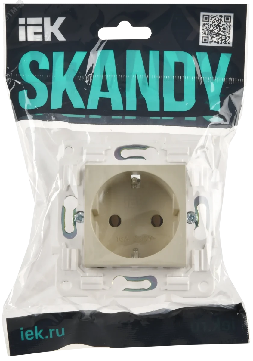 SKANDY Розетка с заземлением без защитных шторок 16А SK-R05B бежевый IEK SKANDY Розетка с заземлением без защитных шторок 16А SK-R05B бежевый IEK
