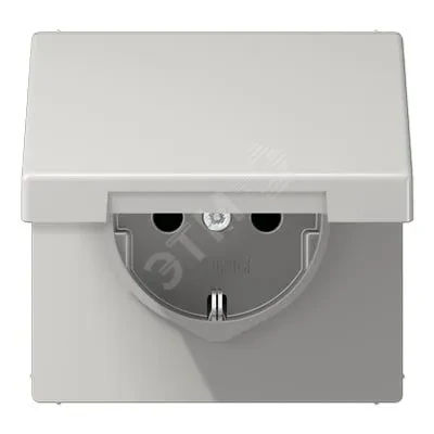 Штепсельная розетка SCHUKO одинарная, с заземлением, с откидной крышкой, 16A, 250В (механизм + накладка, без рамки). Серия LS990 Материал- дуропласт Цвет- светло-серый Штепсельная розетка SCHUKO одинарная, с заземлением, с откидной крышкой, 16A, 250В (механизм + накладка, без рамки). Серия LS990 Материал- дуропласт Цвет- светло-серый