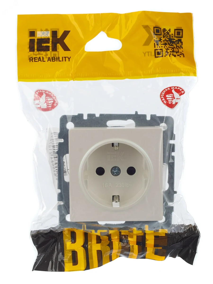 BRITE Розетка с заземлением с защитными шторками 16А РС14-1-0-БрЖ жемчуг BRITE Розетка с заземлением с защитными шторками 16А РС14-1-0-БрЖ жемчуг