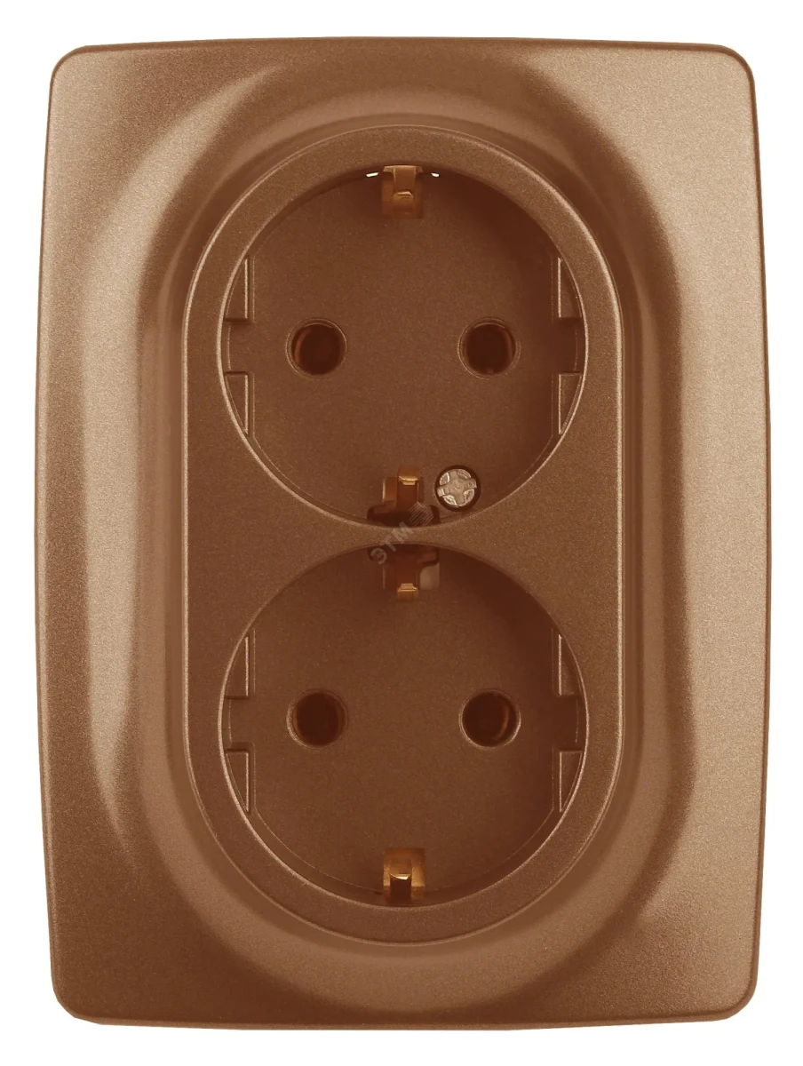 Розетка 2X2P+E Schuko, 16A-250В, Эра12, медь, 12-2106-14 Розетка 2X2P+E Schuko, 16A-250В, Эра12, медь, 12-2106-14