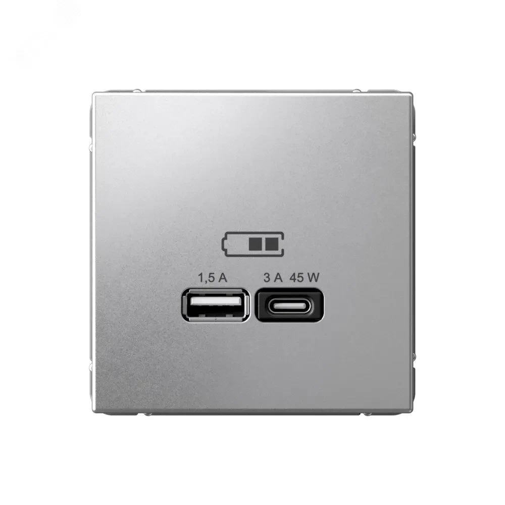 ARTGALLERY USB розетка A + тип-C 45Вт высокоскор.заряд. QC, PD, механизм, алюминий ARTGALLERY USB розетка A + тип-C 45Вт высокоскор.заряд. QC, PD, механизм, алюминий