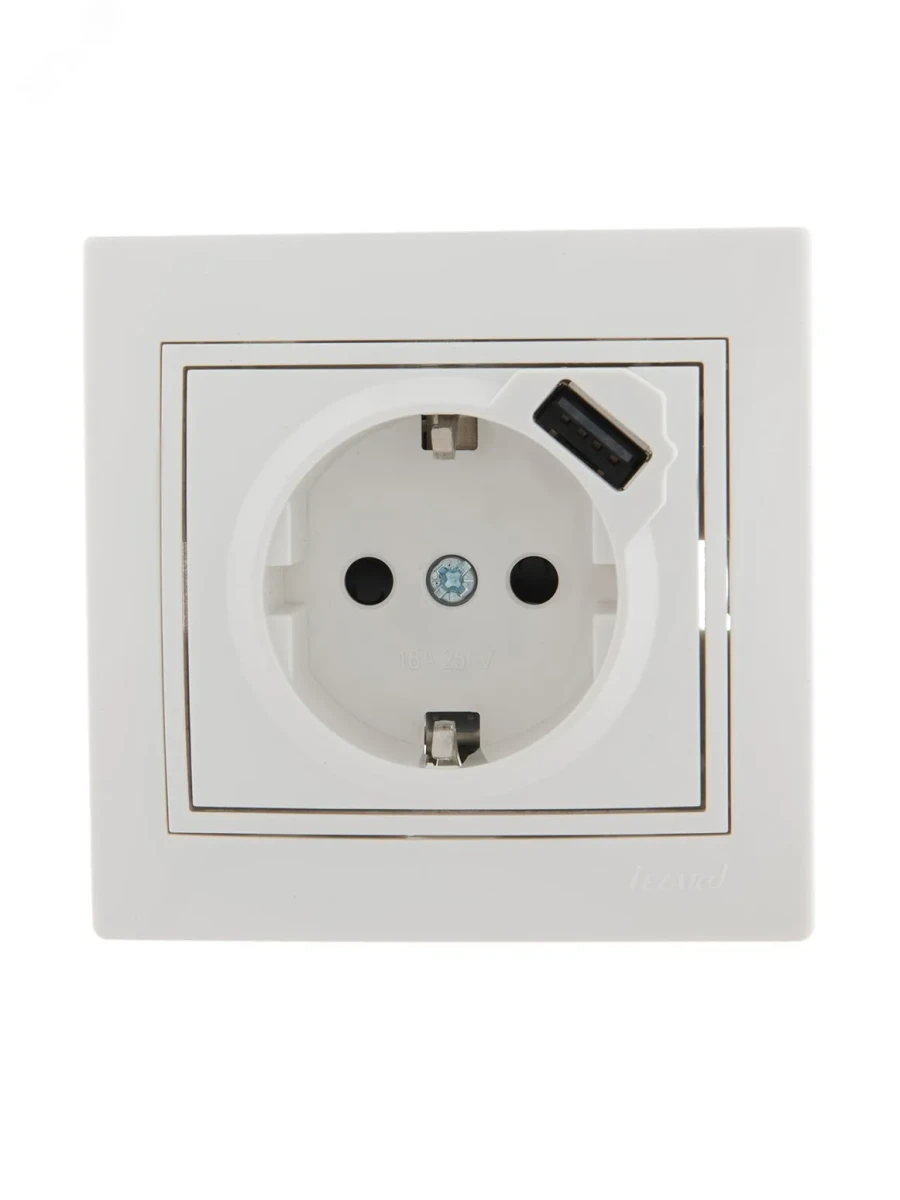 Розетка Мира с/з 16A с USB 2.1A скрытой установки белая Розетка Мира с/з 16A с USB 2.1A скрытой установки белая