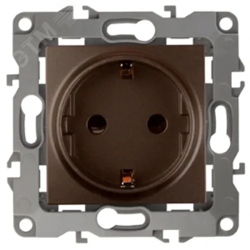 Розетка 2P+E Schuko, 16A-250В, Эра12, бронза, 12-2101-13 Розетка 2P+E Schuko, 16A-250В, Эра12, бронза, 12-2101-13