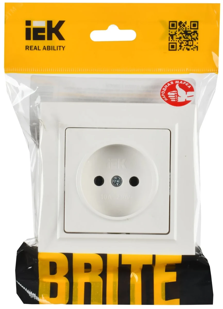 BRITE Розетка 1 пост без заземления без защитных шторок 10А в сборе РСР10-1-0-БрБ белый IEK BRITE Розетка 1 пост без заземления без защитных шторок 10А в сборе РСР10-1-0-БрБ белый IEK