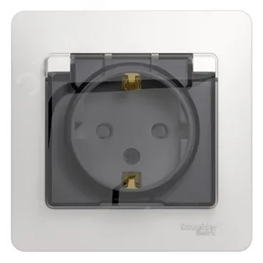 GLOSSA Розетка с заземлением со шторками с крышкой белая в сборе IP44 GLOSSA Розетка с заземлением со шторками с крышкой белая в сборе IP44
