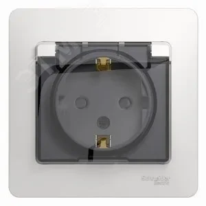 GLOSSA Розетка с заземлением со шторками с крышкой белая в сборе IP44 GLOSSA Розетка с заземлением со шторками с крышкой белая в сборе IP44