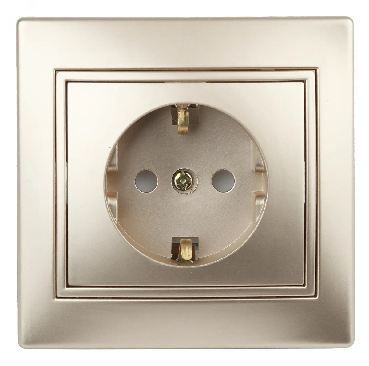 Розетка 2P+E Schuko со шторками, 16А-250В, СУ, Plano, шампань, 1-206-04 Розетка 2P+E Schuko со шторками, 16А-250В, СУ, Plano, шампань, 1-206-04