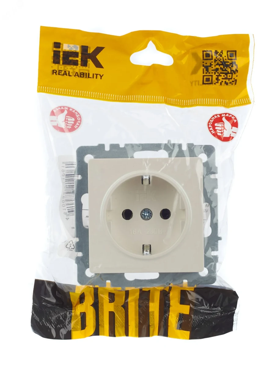 BRITE Розетка с заземлением без защитных шторок 16А РС11-1-0-БрЖ жемчуг BRITE Розетка с заземлением без защитных шторок 16А РС11-1-0-БрЖ жемчуг