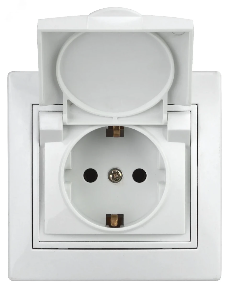 Розетка Intro Plano 1-209-01 с заземлением 2P+E Schuko с крышкой штор., 16А-250В, IP20, скрытой установки, IP44, белый Розетка Intro Plano 1-209-01 с заземлением 2P+E Schuko с крышкой штор., 16А-250В, IP20, скрытой установки, IP44, белый