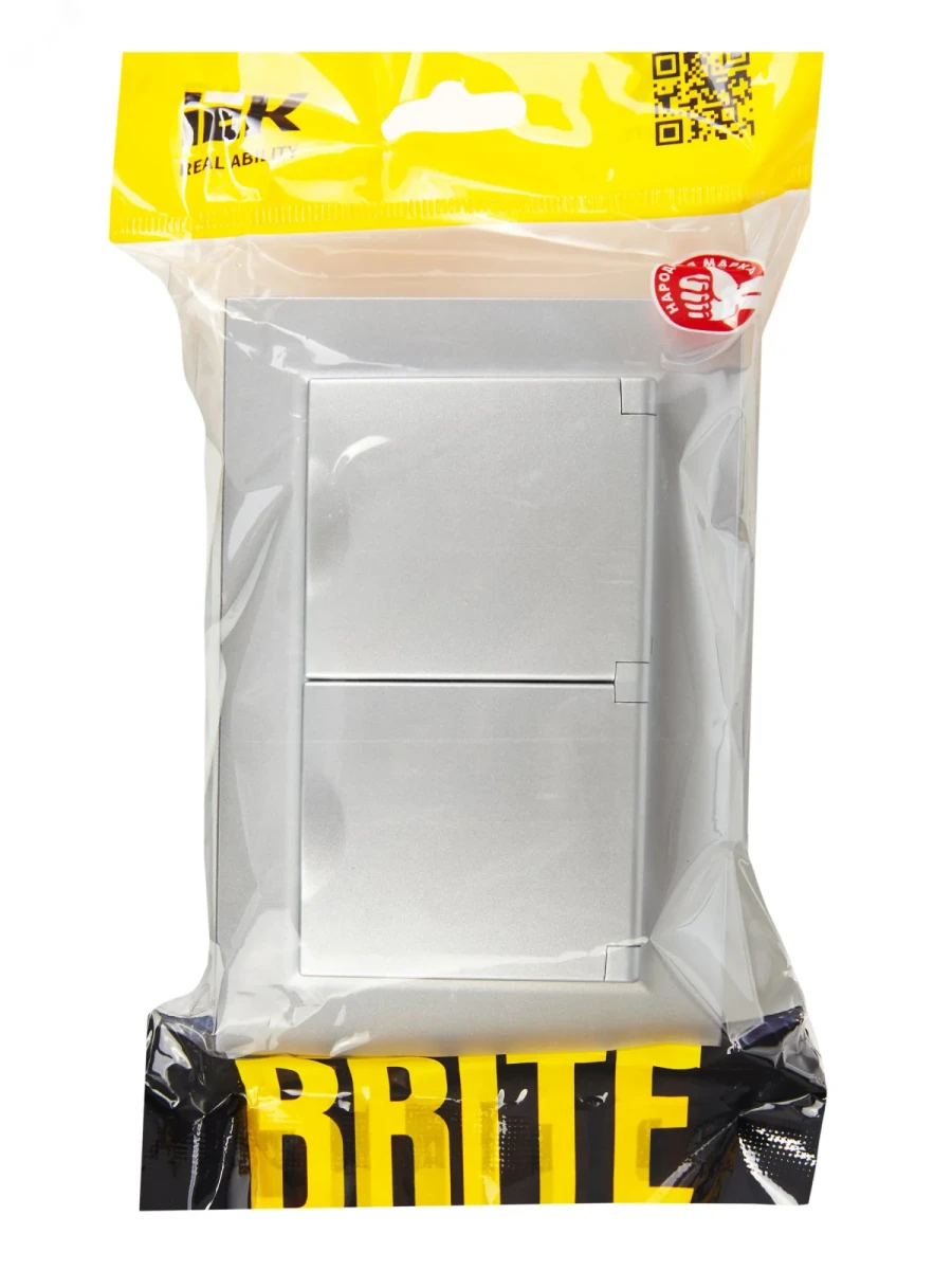 BRITE Розетка двойная с заземлением с защитными шторками и крышкой 16А в сборе IP44 РСбш12-3-44-БрА алюминий BRITE Розетка двойная с заземлением с защитными шторками и крышкой 16А в сборе IP44 РСбш12-3-44-БрА алюминий