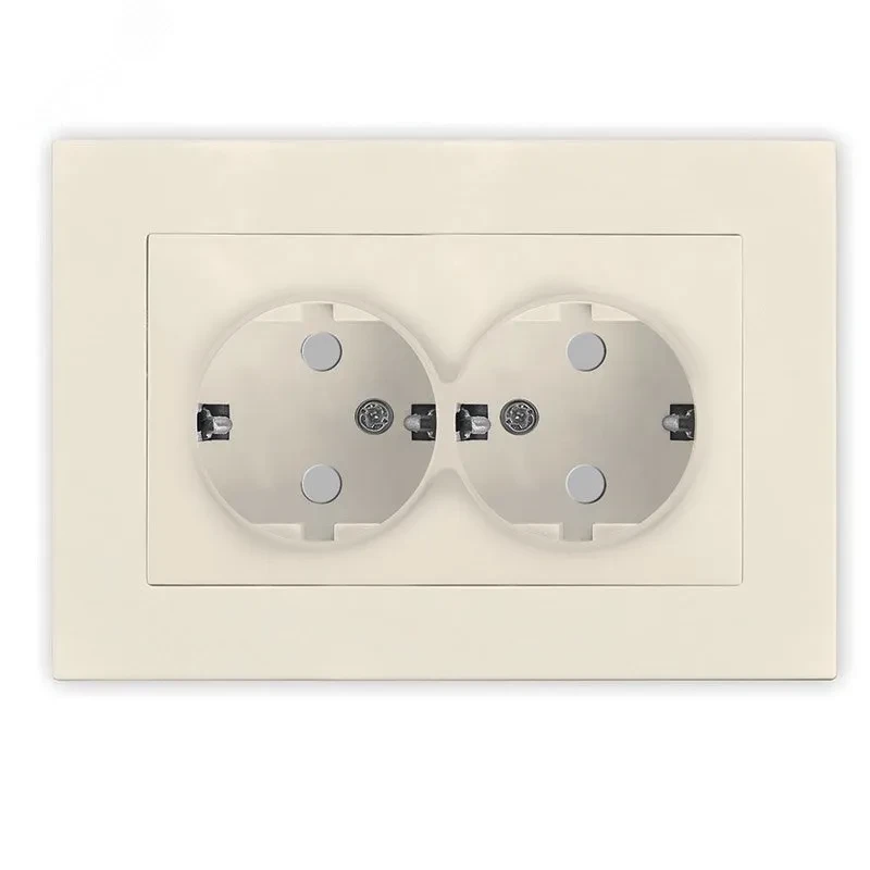 Розетка двухместная серия Афина с/з, с/у, з/ш 16А, 220В, слоновая кость (ivory) (еврослот) Розетка двухместная серия Афина с/з, с/у, з/ш 16А, 220В, слоновая кость (ivory) (еврослот)