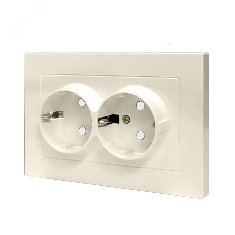 Розетка двухместная серия Афина с/з, с/у, з/ш 16А, 220В, слоновая кость (ivory) (еврослот) Розетка двухместная серия Афина с/з, с/у, з/ш 16А, 220В, слоновая кость (ivory) (еврослот)