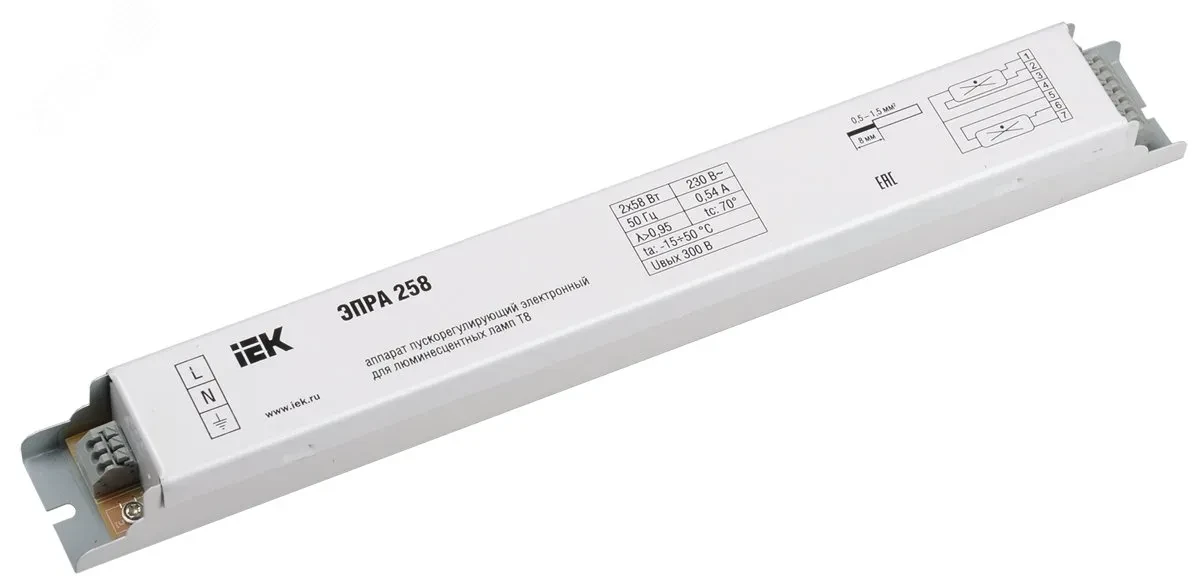 ЭПРА 258 для линейных ЛЛ Т8 IEK ЭПРА 258 для линейных ЛЛ Т8 IEK