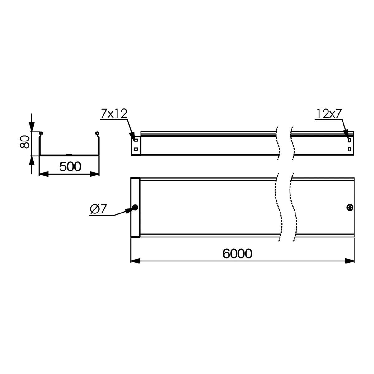 Лоток 80х500х6000, 2,0 мм Лоток 80х500х6000, 2,0 мм