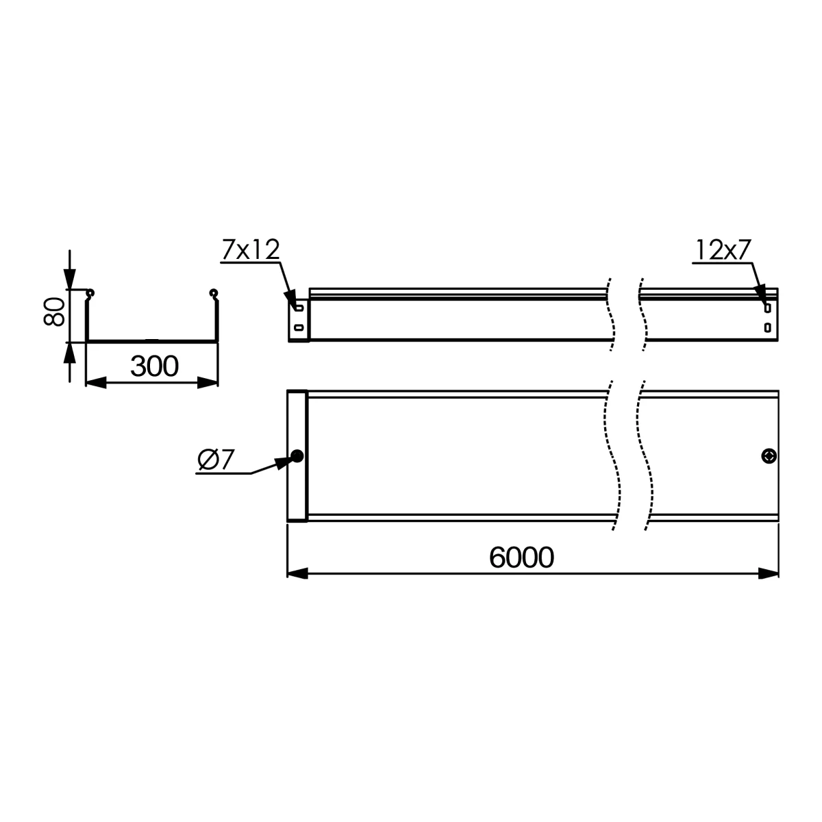 Лоток 80х300х6000, 1,0 мм Лоток 80х300х6000, 1,0 мм