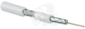 Кабель коаксиальный SAT703N. 75 Ом. жила - 17 AWG (1.13 мм. медь.solid). экран - фольга+оплетка (луженная медь. 45%). общий диаметр 6.6мм. изоляция PVC. белый (бухта 100 м)