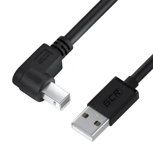 Кабель USB 2.0 AM на BM, 0.5 м., угловой левый, черный Кабель USB 2.0 AM на BM, 0.5 м., угловой левый, черный