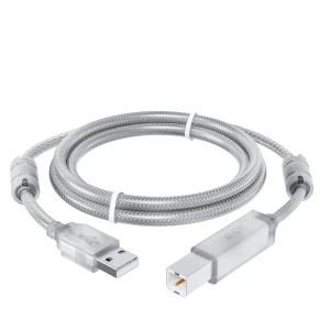 Кабель USB 2.0 AM на BM, 1.5 м., прозрачный, ферритовые кольца Кабель USB 2.0 AM на BM, 1.5 м., прозрачный, ферритовые кольца