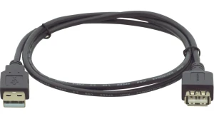 Кабель USB-A 2.0 M на USB-A F, 0.9 м., черный