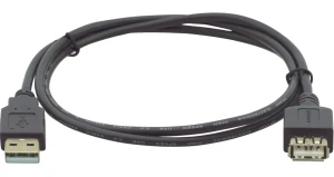 Кабель USB-A 2.0 M на USB-A F, 3.0 м., черный