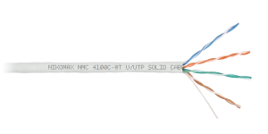 Кабель U/UTP 4 пары, Кат.5e (Класс D), тест по ISO/IEC, 100МГц, одножильный, BC (чистая медь), 24AWG (0,51мм), полимерный материал нг(А)-HF, внутренний, белый, 305м Кабель U/UTP 4 пары, Кат.5e (Класс D), тест по ISO/IEC, 100МГц, одножильный, BC (чистая медь), 24AWG (0,51мм), полимерный материал нг(А)-HF, внутренний, белый, 305м