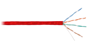 Кабель U/UTP 4 пары, Кат.5e (Класс D), тест по ISO/IEC, 100МГц, одножильный, BC (чистая медь), 24AWG (0,51мм), полимерный материал нг(А)-HF, внутренний, красный, 305м Кабель U/UTP 4 пары, Кат.5e (Класс D), тест по ISO/IEC, 100МГц, одножильный, BC (чистая медь), 24AWG (0,51мм), полимерный материал нг(А)-HF, внутренний, красный, 305м