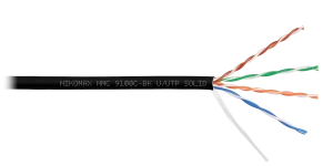 Кабель U/UTP 4 пары, Кат.5e (Класс D), тест по ISO/IEC, 100МГц, одножильный, BC (чистая медь), 24AWG (0,52мм), полимерный материал нг(А)-HF, внутренний/внешний, черный, 305м Кабель U/UTP 4 пары, Кат.5e (Класс D), тест по ISO/IEC, 100МГц, одножильный, BC (чистая медь), 24AWG (0,52мм), полимерный материал нг(А)-HF, внутренний/внешний, черный, 305м