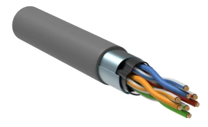 Витая пара F/UTP кат.5E 4х2х24AWG solid LSZH нг(А)-HF серый (305м)