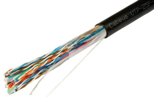 Кабель витая пара UTP-25P-Cat.5-OUT UTP (U/UTP), категория 5, 25 пар (24 AWG), одножильный (solid), для внешней прокладки, UV PE Кабель витая пара UTP-25P-Cat.5-OUT UTP (U/UTP), категория 5, 25 пар (24 AWG), одножильный (solid), для внешней прокладки, UV PE