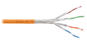 Кабель S/FTP 4 пары, Кат.8 (Класс I), тест по ISO/IEC, 2000МГц, одножильный, BC (чистая медь), 22AWG (0,62мм), полимерный материал нг(А)-HF, внутренний, оранжевый, 500м Кабель S/FTP 4 пары, Кат.8 (Класс I), тест по ISO/IEC, 2000МГц, одножильный, BC (чистая медь), 22AWG (0,62мм), полимерный материал нг(А)-HF, внутренний, оранжевый, 500м