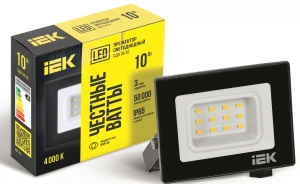 Прожектор СДО 06-10 светодиодный черный IP65 4000K IEK