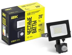 Прожектор СДО 06-20Д светодиодный черный с ДД IP54 6500K IEK
