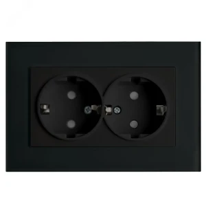Розетка двухместная с/з,с защитной шторкой,250В, 16А, серия Эрна, черный Stekker