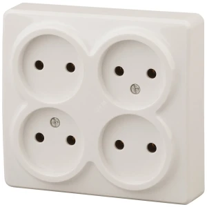 Розетка 4х2P, 16A-250В, ОУ, Эра Эксперт, сл.кость, 11-2210-02 Розетка 4х2P, 16A-250В, ОУ, Эра Эксперт, сл.кость, 11-2210-02