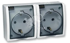 15 Aqua Розетка двойная 2Р+Е Schuko с крышками полупр. IP54 16А 250В винтовой зажим S15A белый 15 Aqua Розетка двойная 2Р+Е Schuko с крышками полупр. IP54 16А 250В винтовой зажим S15A белый