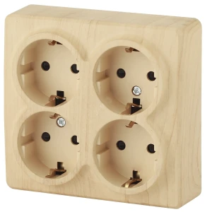 Розетка 4х2P+E Schuko со шторками, 16A-250В, ОУ, Эра Эксперт, сосна, 11-2211-11 Розетка 4х2P+E Schuko со шторками, 16A-250В, ОУ, Эра Эксперт, сосна, 11-2211-11