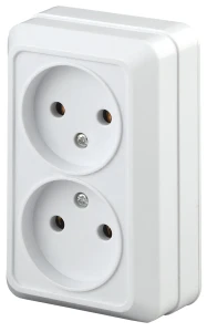 Розетка 2х2P, 16А-250В, ОУ, б.м.п., Quadro, белый, 2Э-203-01