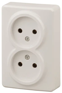 Розетка 2х2P, 16A-250В, ОУ, Эра Эксперт, сл.кость, 11-2202-02