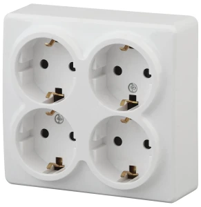 Розетка 4х2P+E Schuko со шторками, 16A-250В, ОУ, Эра Эксперт, белый, 11-2211-01 Розетка 4х2P+E Schuko со шторками, 16A-250В, ОУ, Эра Эксперт, белый, 11-2211-01