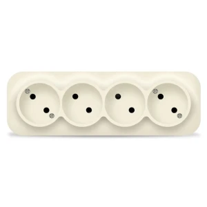 Розетка четырехместная серия IONICH, б/з, о/у, 16А, 220В, слоновая кость (ivory) Розетка четырехместная серия IONICH, б/з, о/у, 16А, 220В, слоновая кость (ivory)